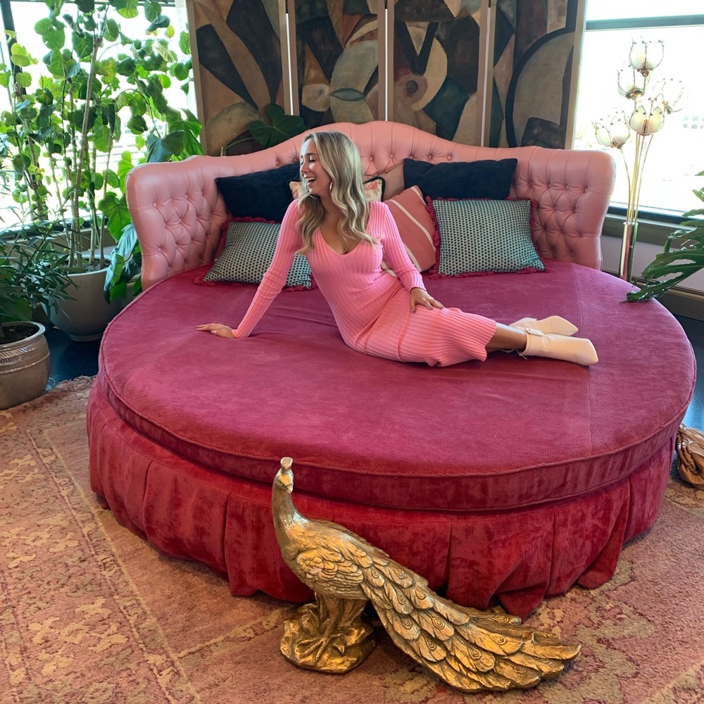 Pink sweater long sleeve maxi dress